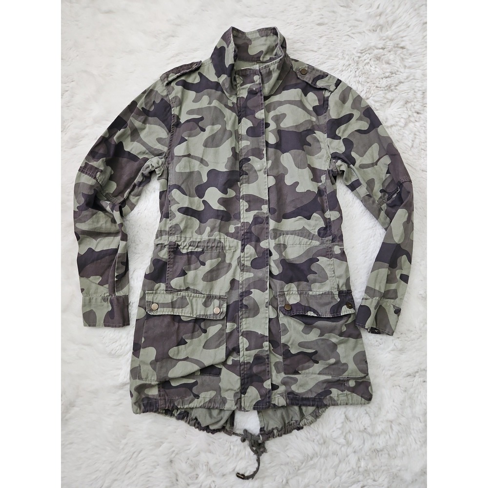 Mi Ami Women's Camo Utility Jacket Coat Size‎ Large 100% Cotton Drawstring Hem